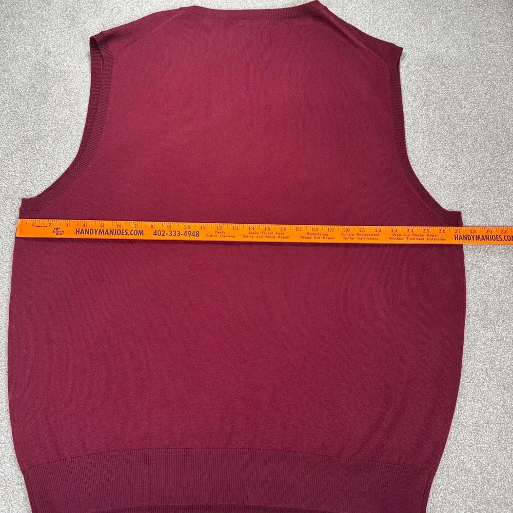 Kallspin Mens 3XL Tall Burgundy V Neck Sweater‎ Vest Sleeveless Pullover